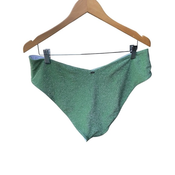 Victoria Secret PINK Green Brazilian Shimmer High Waist Cheeky Bikini Bottom - Picture 5 of 9